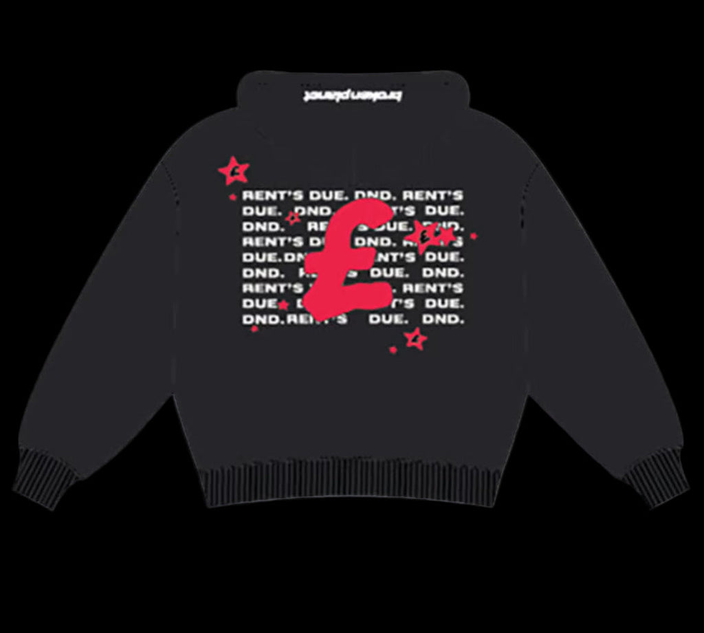 BROKEN PLANET MARKET X DND 'RENT'S DUE' HOODIE (BLACK/RED)