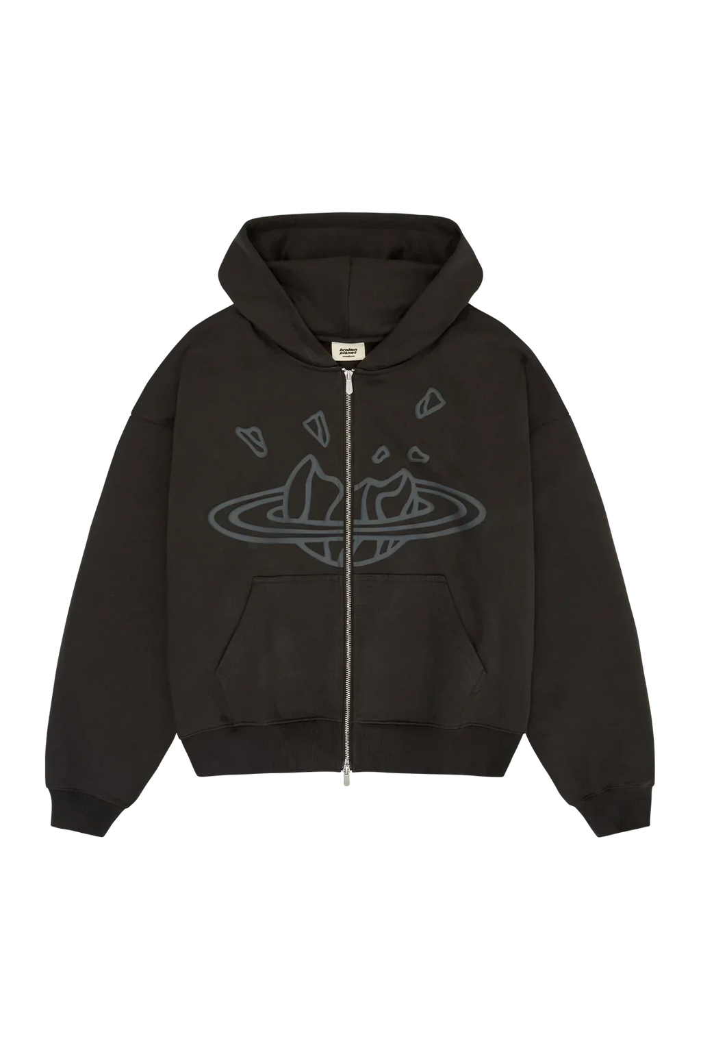 Broken Planet Market Soot Black Zip Up Hoodie